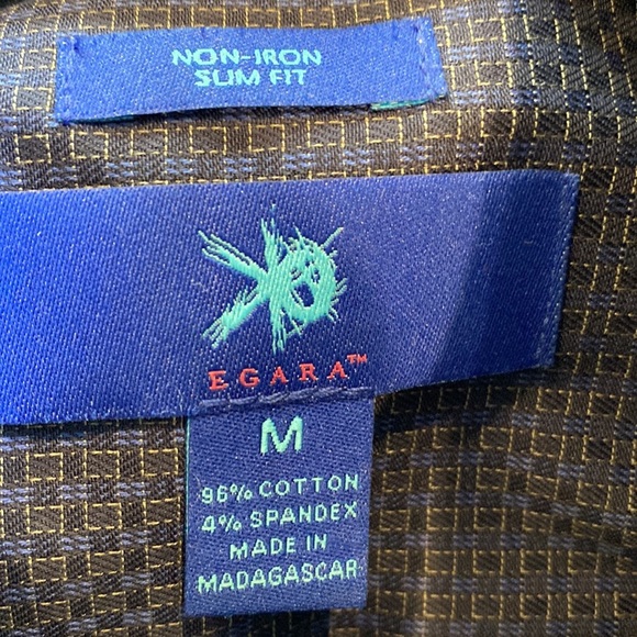 Egara navy dotted Long Sleeve Non Iron Slim Fit Shirt Size Medium EUC - Picture 10 of 14